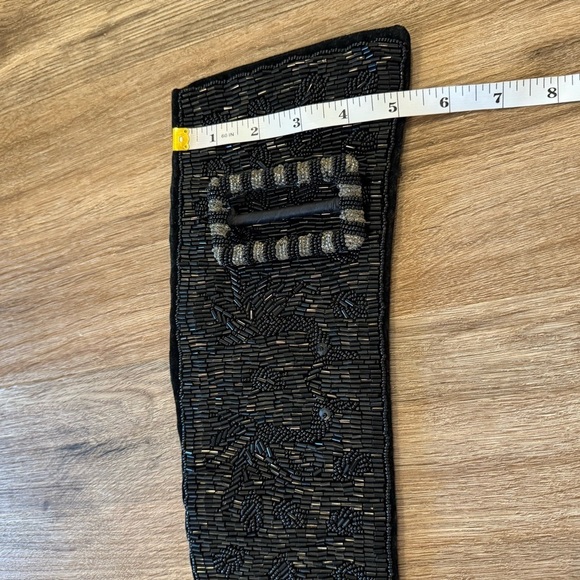 Vintage Black Glass Beaded Waist Belt Women’s Small Glam Boho Artsy 80s main image 6